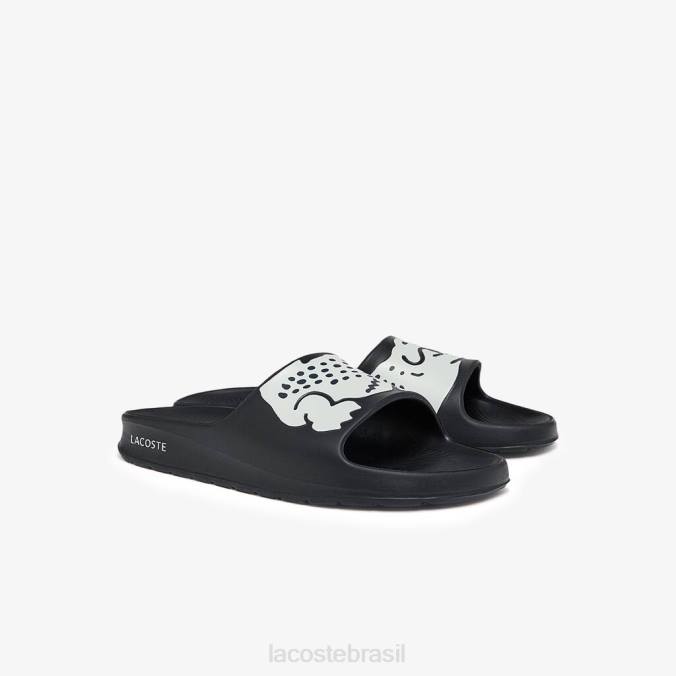 Lacoste homens chinelos sintéticos croco 2.0 Preto branco P2PX1754 sapato