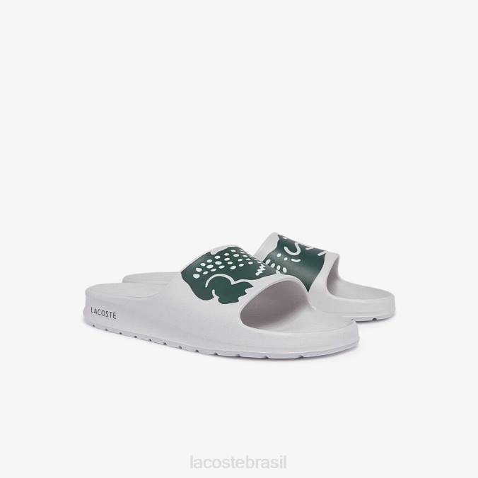 Lacoste homens chinelos sintéticos croco 2.0 branco e verde escuro P2PX1756 sapato