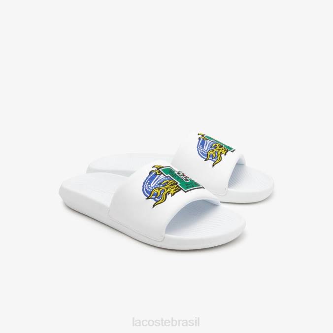 Lacoste homens chinelos sintéticos croco Branco Verde P2PX1768 sapato