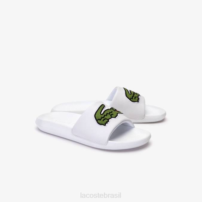 Lacoste homens chinelos sintéticos croco Branco Verde P2PX1809 sapato