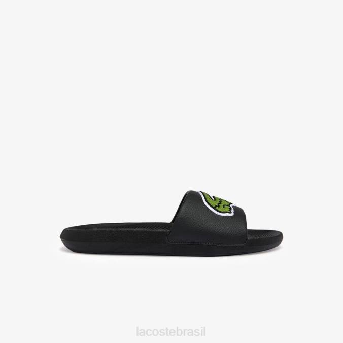 Lacoste homens chinelos sintéticos croco Preto Verde P2PX1808 sapato