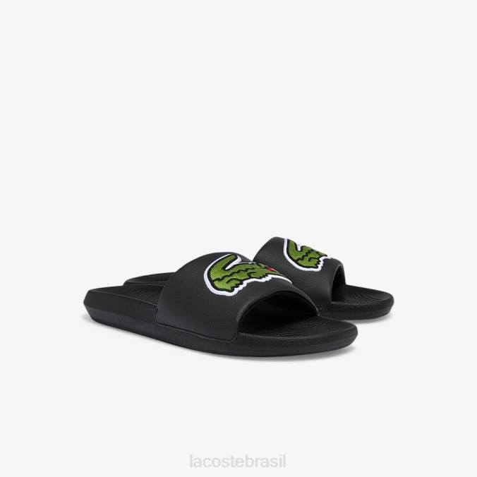 Lacoste homens chinelos sintéticos croco Preto Verde P2PX1808 sapato
