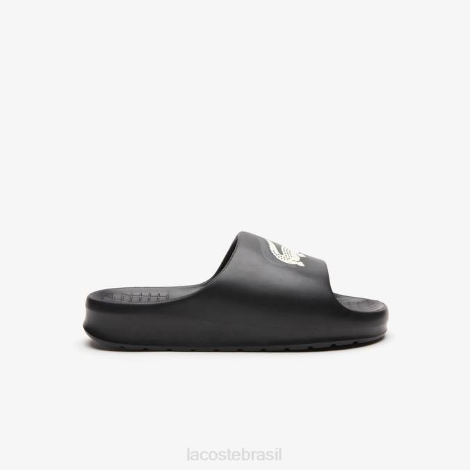 Lacoste homens servir slide 2.0 evo slides colorblock sintéticos preto e branco P2PX1740 sapato