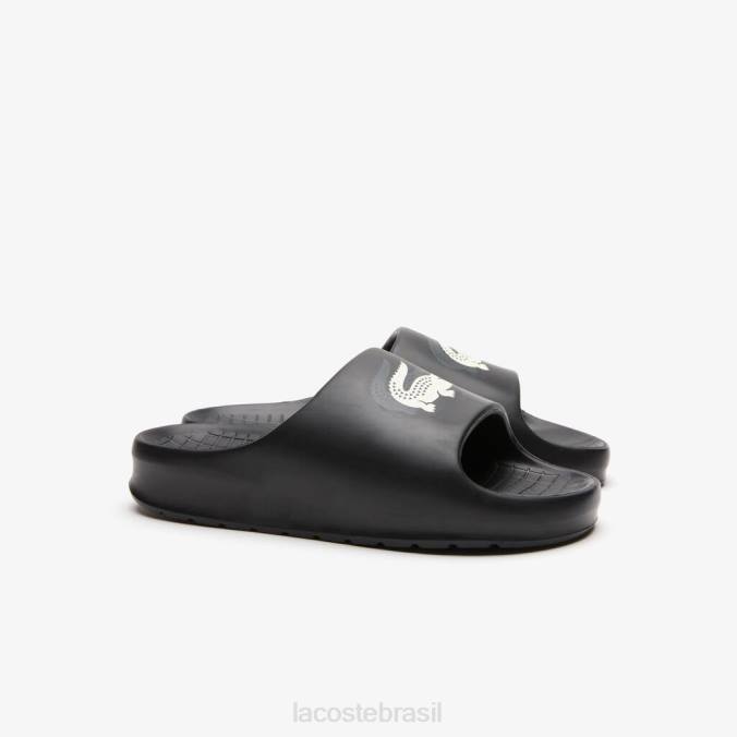 Lacoste homens servir slide 2.0 evo slides colorblock sintéticos preto e branco P2PX1740 sapato
