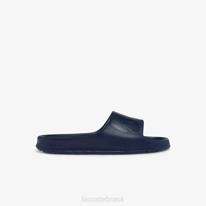Lacoste homens slides com alça de logotipo sintético croco 2.0 marinha P2PX1832 sapato