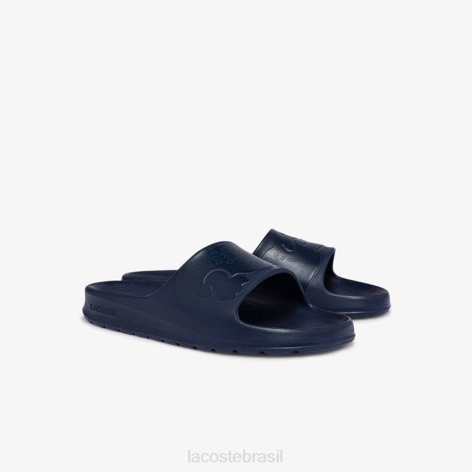 Lacoste homens slides com alça de logotipo sintético croco 2.0 marinha P2PX1832 sapato