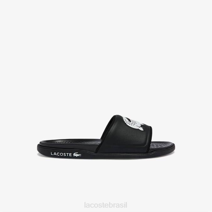 Lacoste homens slides com alça de logotipo sintético croco dualiste Preto branco P2PX1765 sapato