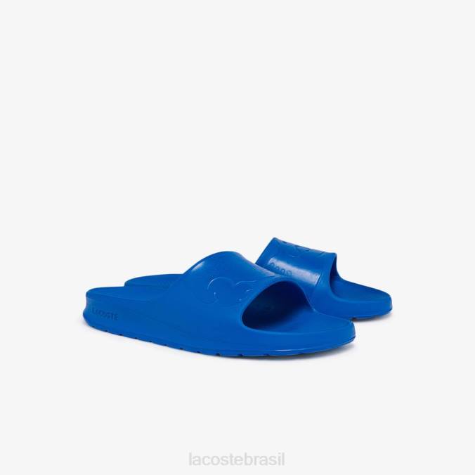Lacoste homens slides com logotipo sintético croco 2.0 azul P2PX1812 sapato