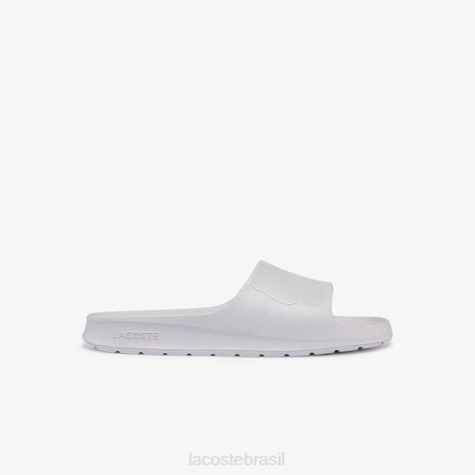 Lacoste homens slides com logotipo sintético croco 2.0 branco e off-white P2PX1880 sapato
