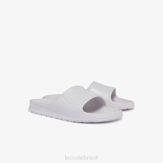 Lacoste homens slides com logotipo sintético croco 2.0 branco e off-white P2PX1880 sapato