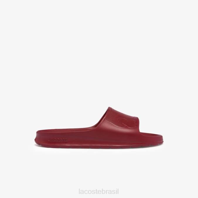 Lacoste homens slides com logotipo sintético croco 2.0 vermelho escuro P2PX1813 sapato