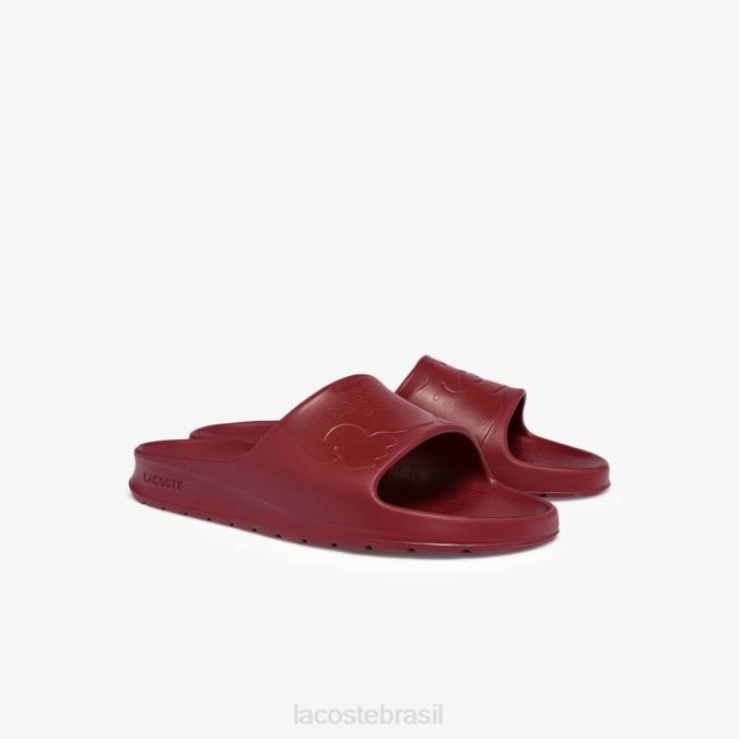 Lacoste homens slides com logotipo sintético croco 2.0 vermelho escuro P2PX1813 sapato