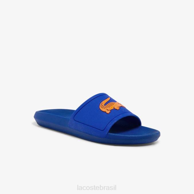 Lacoste homens slides de borracha croco azul/laranja P2PX1915 sapato