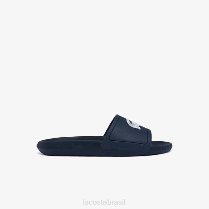 Lacoste homens slides sintéticos hidrorrepelentes croco marinho e branco P2PX1820 sapato