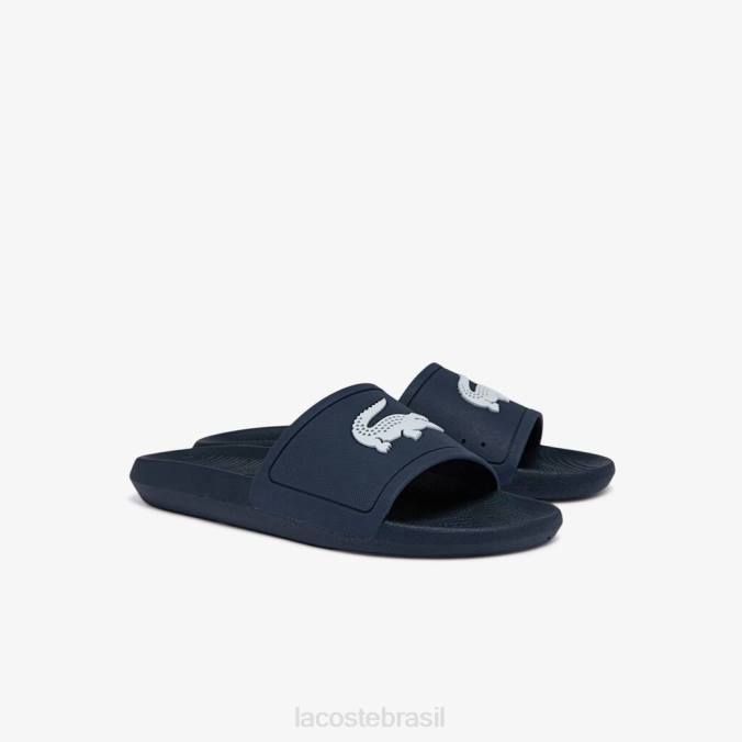 Lacoste homens slides sintéticos hidrorrepelentes croco marinho e branco P2PX1820 sapato