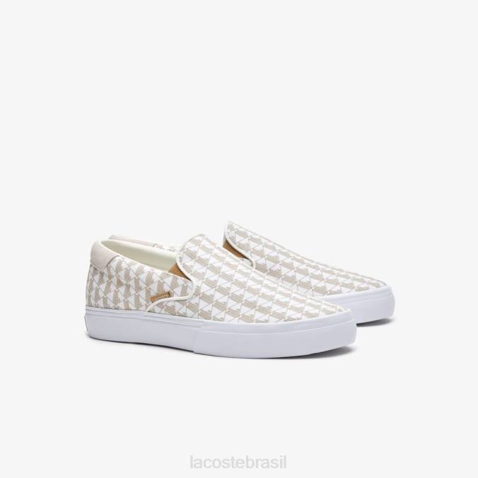 Lacoste homens jump serve slip on têxtil branco e branco P2PX1855 sapato
