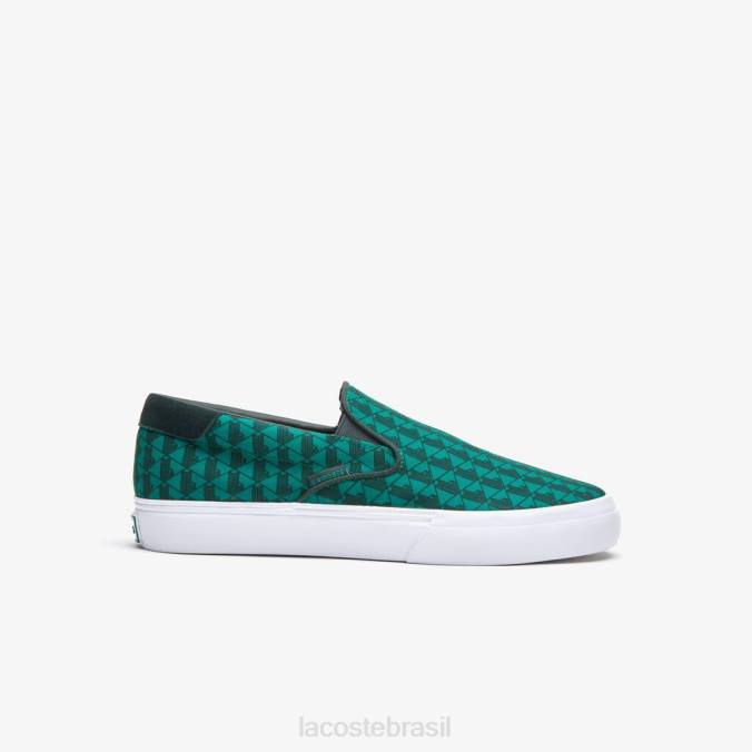 Lacoste homens jump serve slip on têxtil verde branco P2PX1854 sapato