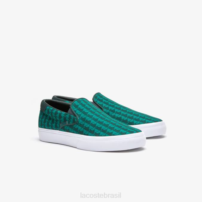 Lacoste homens jump serve slip on têxtil verde branco P2PX1854 sapato