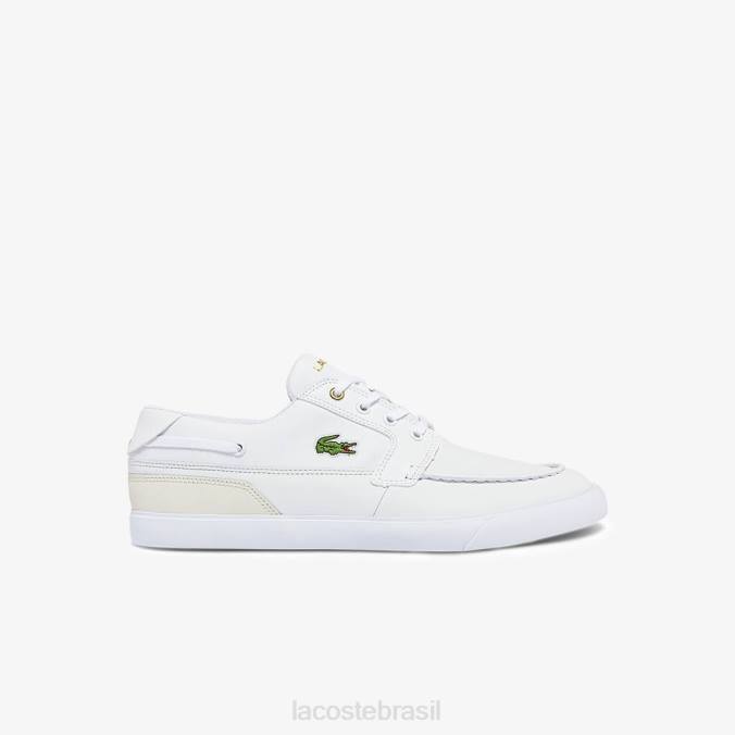 Lacoste homens sapatos de barco bayliss em couro e sintético branco e off-white P2PX1802 sapato
