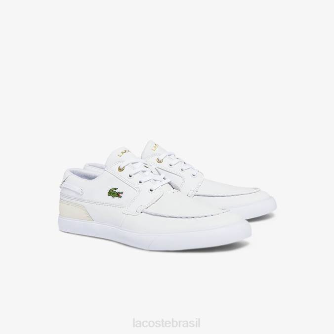 Lacoste homens sapatos de barco bayliss em couro e sintético branco e off-white P2PX1802 sapato