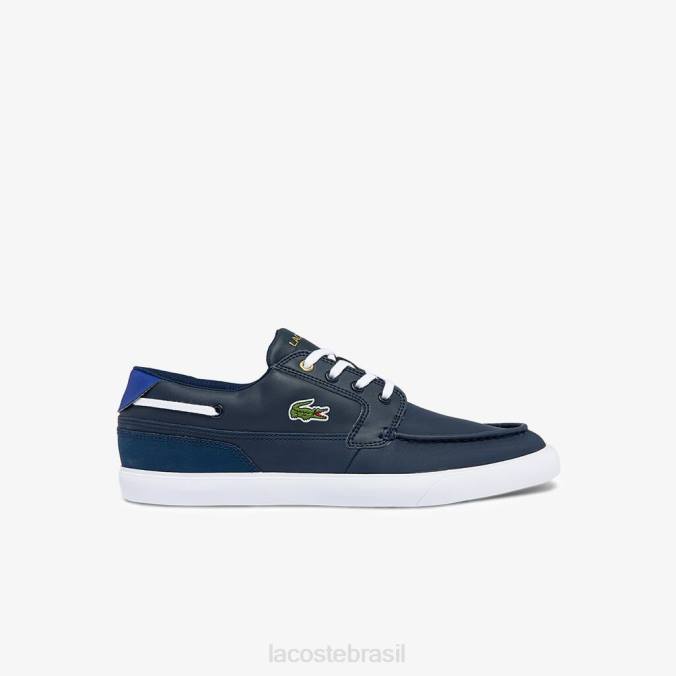 Lacoste homens sapatos de barco bayliss em couro e sintético marinho e branco P2PX1803 sapato