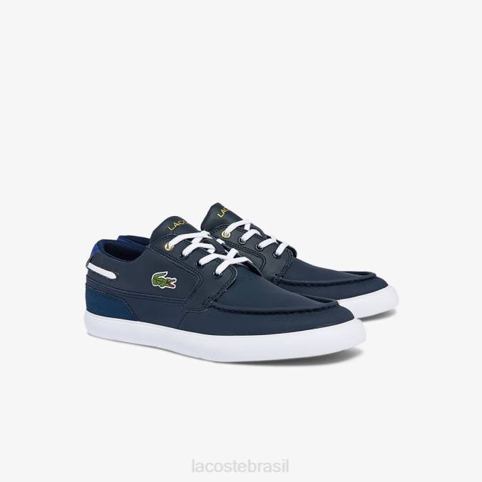 Lacoste homens sapatos de barco bayliss em couro e sintético marinho e branco P2PX1803 sapato