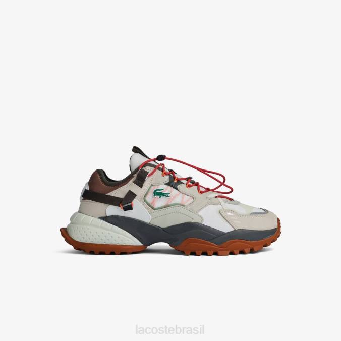 Lacoste homens sapatos outdoor em tecido l-guard breaker branco e marrom P2PX1777 sapato