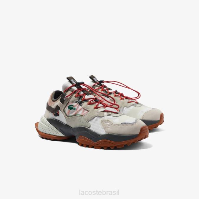 Lacoste homens sapatos outdoor em tecido l-guard breaker branco e marrom P2PX1777 sapato