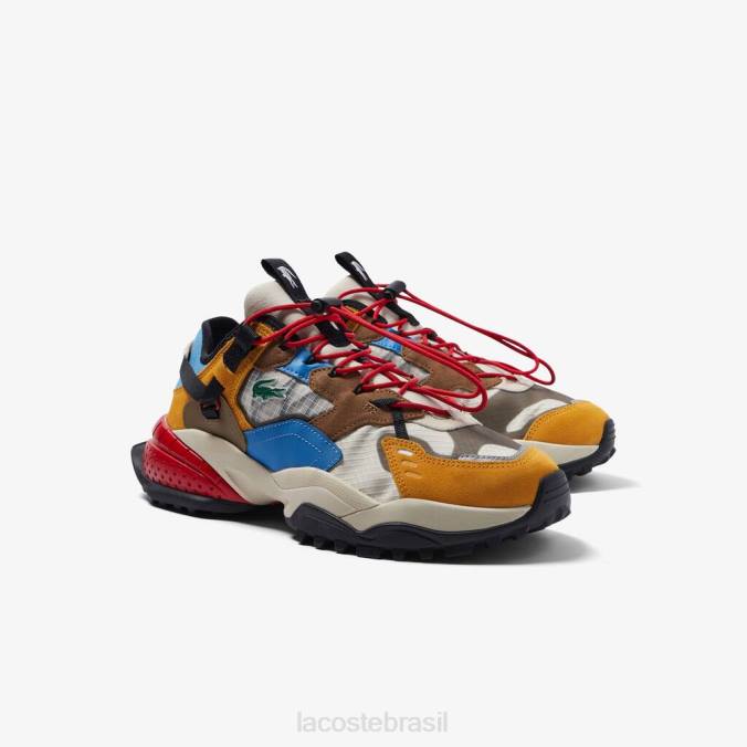 Lacoste homens sapatos outdoor em tecido l-guard breaker off white e azul claro P2PX1779 sapato