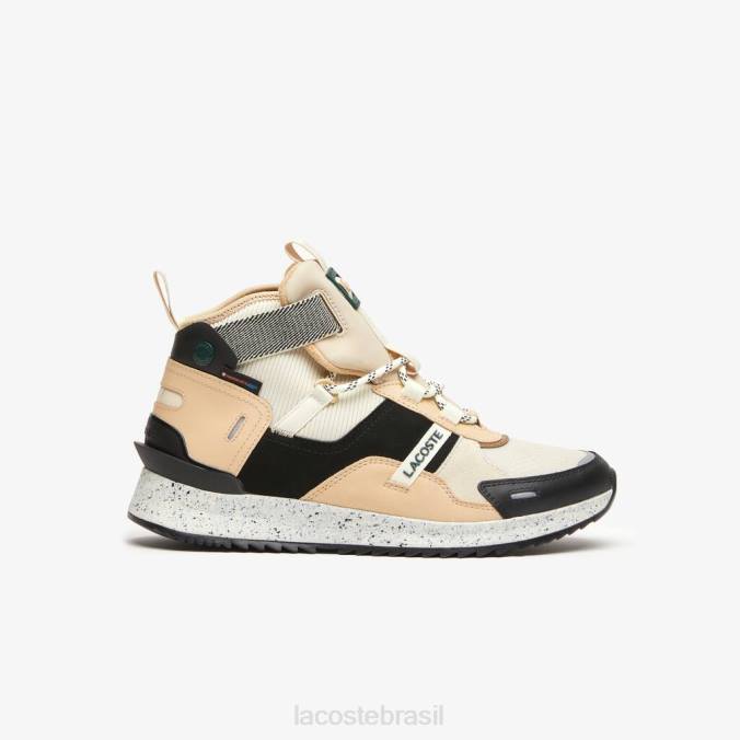 Lacoste homens tênis run breaker de couro color-pop para atividades ao ar livre preto e branco P2PX1792 sapato