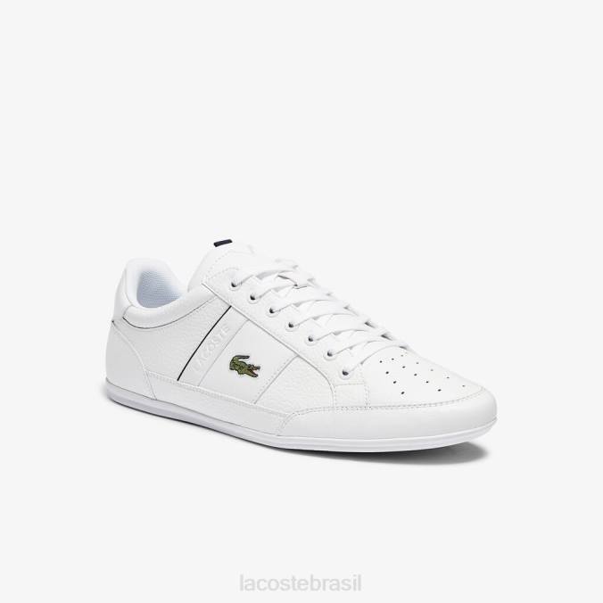 Lacoste homens couro chaymon e tênis sintético Marinha Branca P2PX1713 sapato