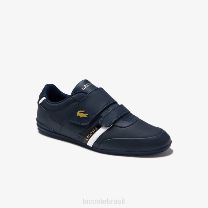 Lacoste homens couro com pulseira misano e tênis sintético marinha P2PX1879 sapato
