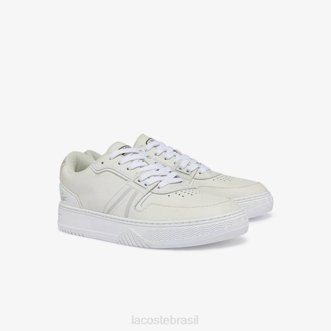 Lacoste homens l001 tênis de couro branco e off-white P2PX1839 sapato
