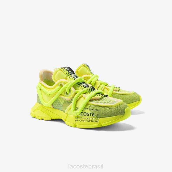 Lacoste homens l003 tênis ativos para passarela têxtil amarelo P2PX1733 sapato