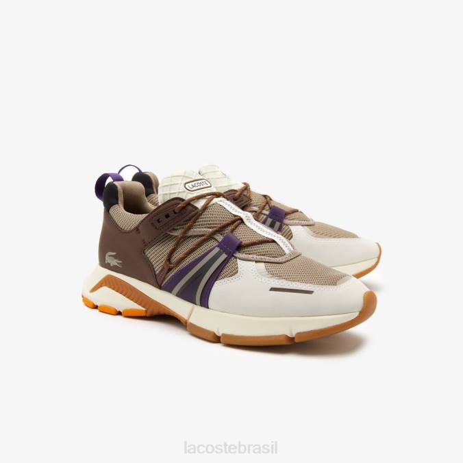 Lacoste homens l003 tênis color block têxtil branco e cinza P2PX1787 sapato