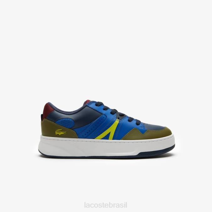 Lacoste homens l005 tênis de couro marinho/cáqui P2PX1825 sapato