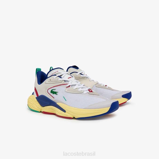 Lacoste homens tênis aceshot têxtil e sintético off white e azul P2PX1857 sapato