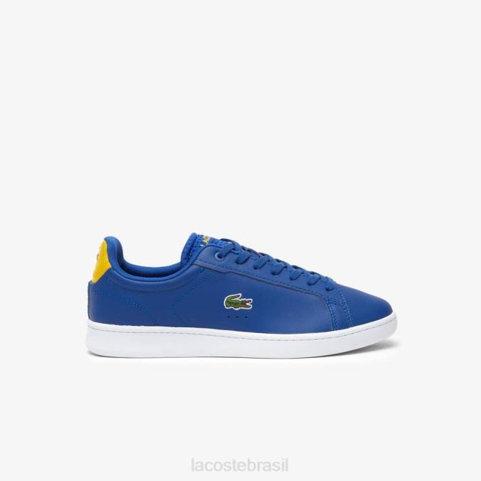 Lacoste homens tênis carnaby pro couro com salto pop azul escuro e branco P2PX1744 sapato