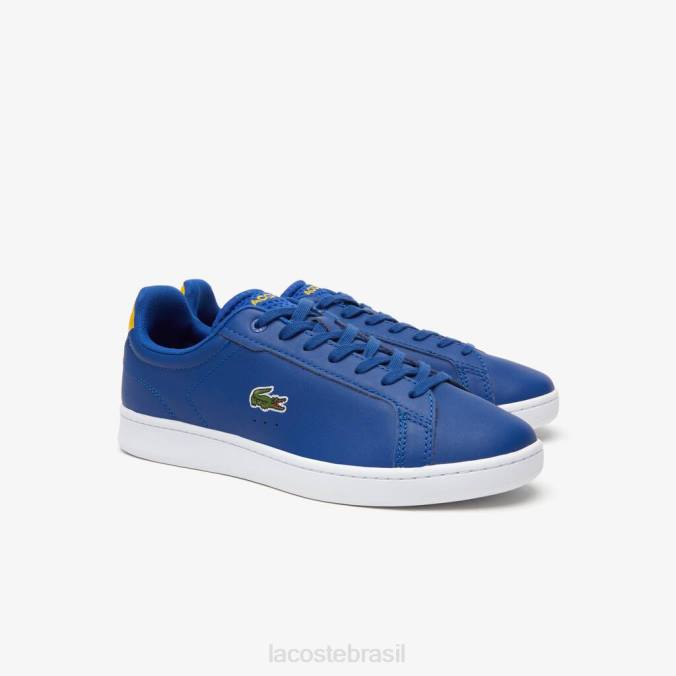 Lacoste homens tênis carnaby pro couro com salto pop azul escuro e branco P2PX1744 sapato