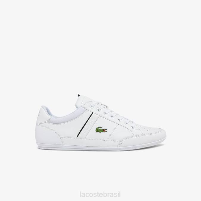 Lacoste homens tênis chaymon sintético e couro Branco preto P2PX1724 sapato