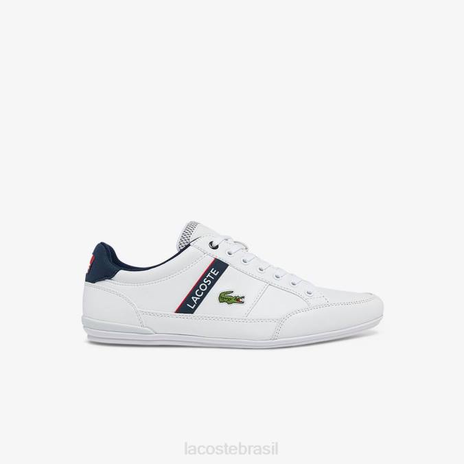 Lacoste homens tênis chaymon têxtil e sintético branco, marinho e vermelho P2PX1791 sapato