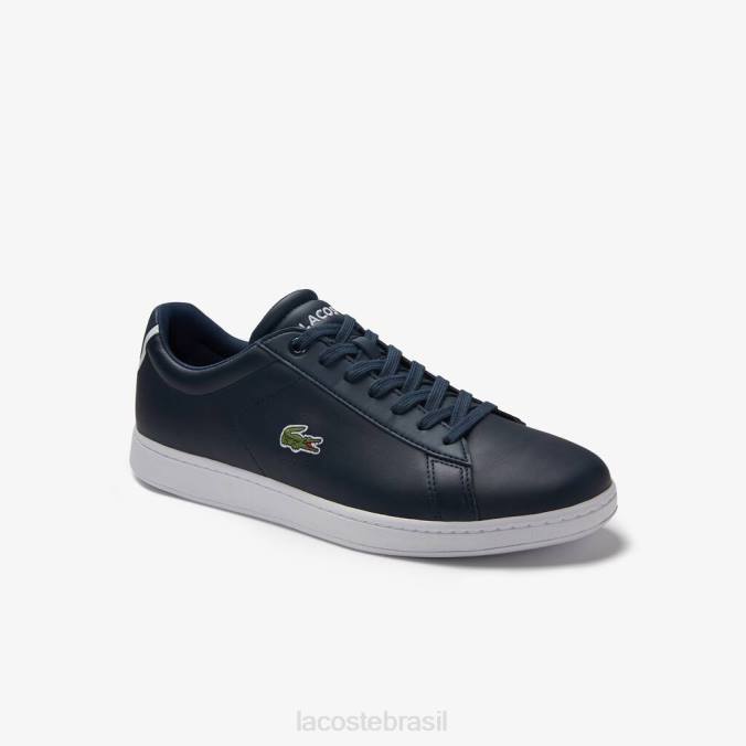 Lacoste homens tênis de couro carnaby evo azul-marinho P2PX1874 sapato