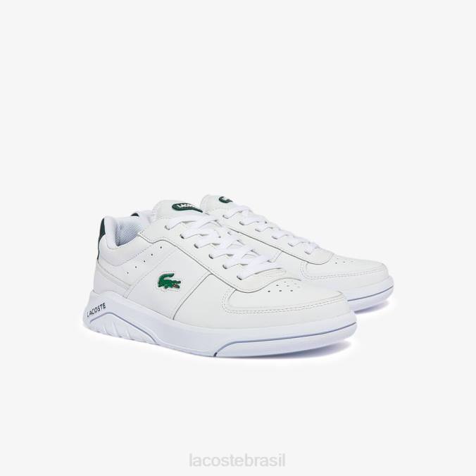 Lacoste homens tênis de couro game advance branco e verde escuro P2PX1916 sapato