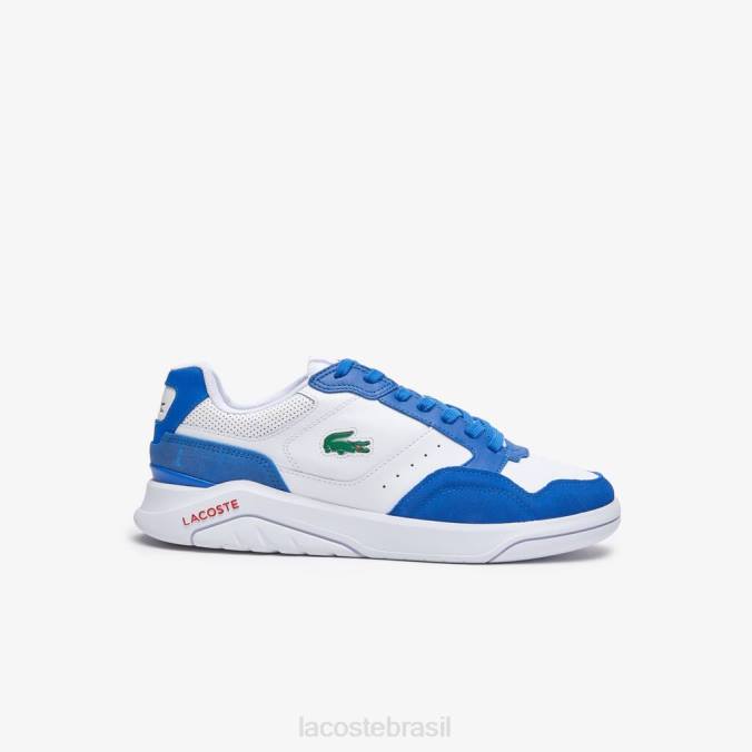 Lacoste homens tênis de couro game advance de luxo Branco azul P2PX1707 sapato