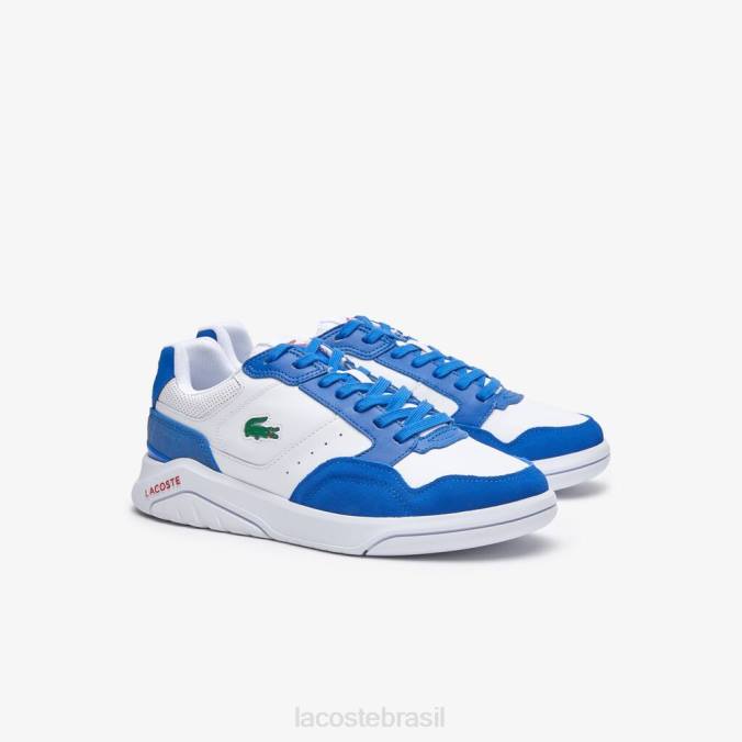 Lacoste homens tênis de couro game advance de luxo Branco azul P2PX1707 sapato