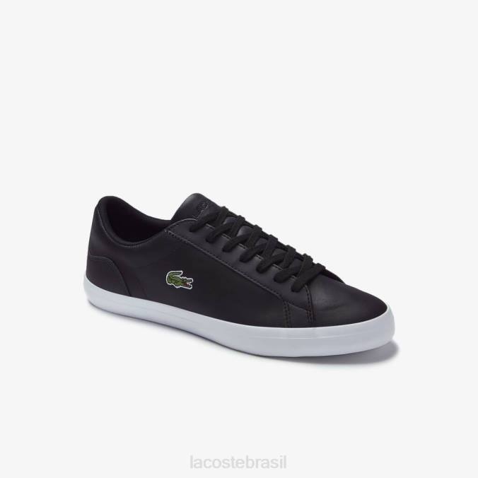 Lacoste homens tênis de couro lerond preto P2PX1716 sapato