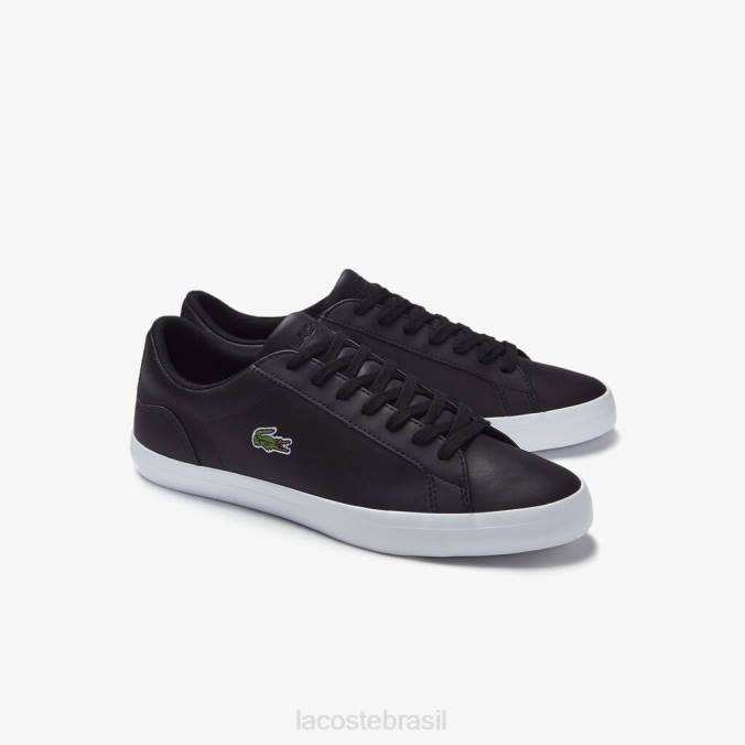 Lacoste homens tênis de couro lerond preto P2PX1716 sapato