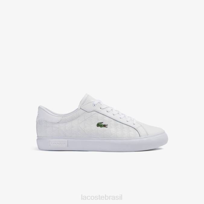 Lacoste homens tênis de couro powercourt branco P2PX1703 sapato