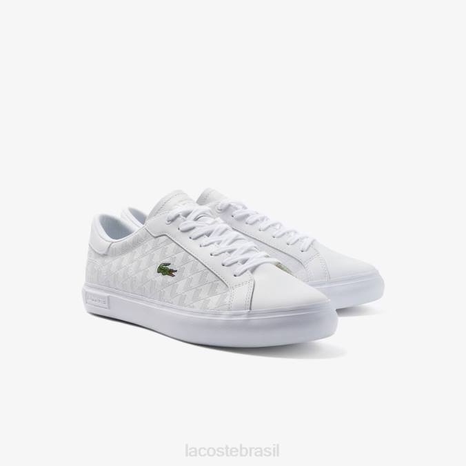 Lacoste homens tênis de couro powercourt branco P2PX1703 sapato