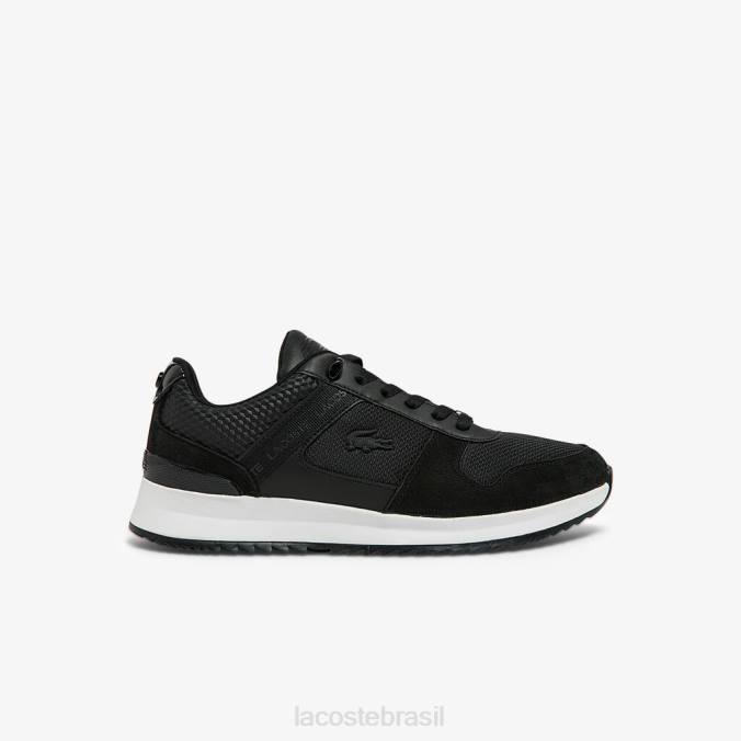 Lacoste homens tênis jogger 2.0 de couro preto P2PX1906 sapato
